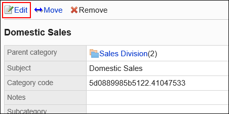 Image of the edit action link enclosed