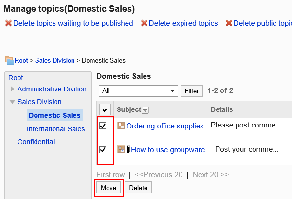 Image with topics selected