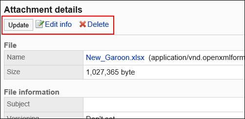 Attachment details screen