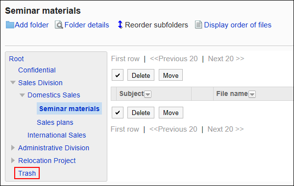 Image of the Recycle Bin which contains the deleted folder