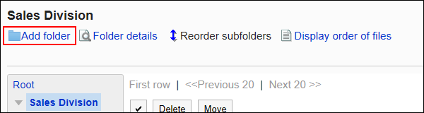 Image of the Add Folder action link