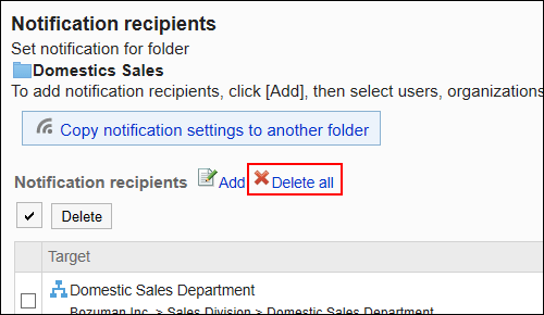 Image of the Delete all action link