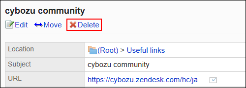Image of the action link to be deleted