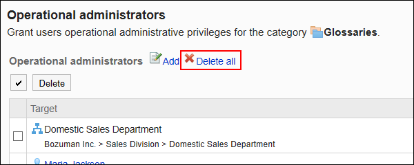 Image of the Delete all action link