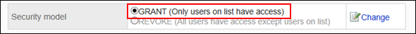 Image of GRANT (Only users on list have access) selected