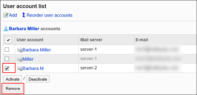 Image of selecting a user account to delete
