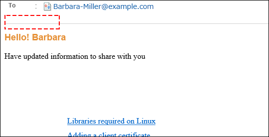 Example of a user screen that does not allow accessing linked images