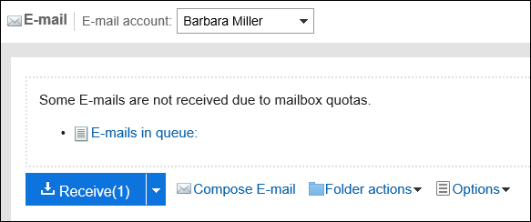 Image of displaying a message saying that the e-mail could not be received