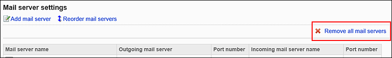 Image of deleting all e-mail server link