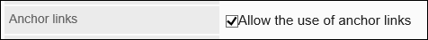 Screen capture: Enabling the option to allow the use of anchor links in the comments