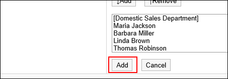 Screenshot: The "Add" action link is highlighted on the "Add new entry" screen