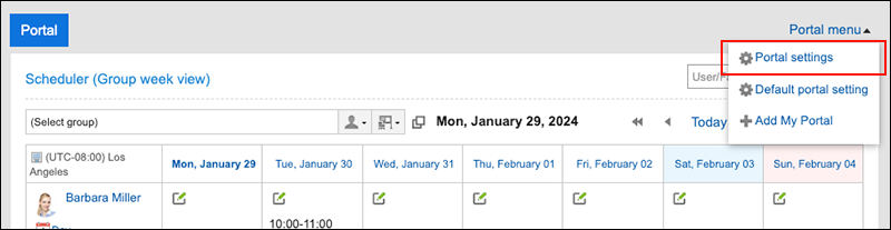 Screenshot: The Portal screen with the "Portal settings" link being highlighted