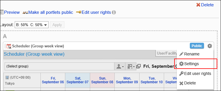 Image of a setting action link