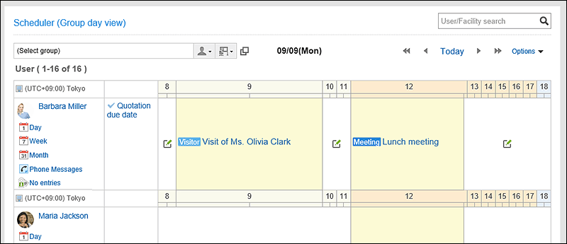 Scheduler (Group Day View) portlet