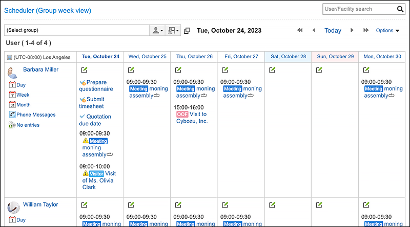Screenshot: The "Scheduler (Group Week View)" portlet