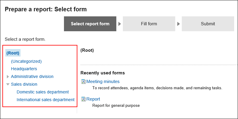 Create reports screen