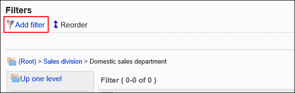 Image of an add filter action link