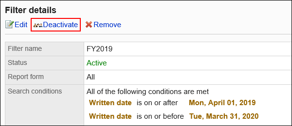 Image of a disabling action link