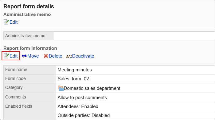 Image of an edit action link