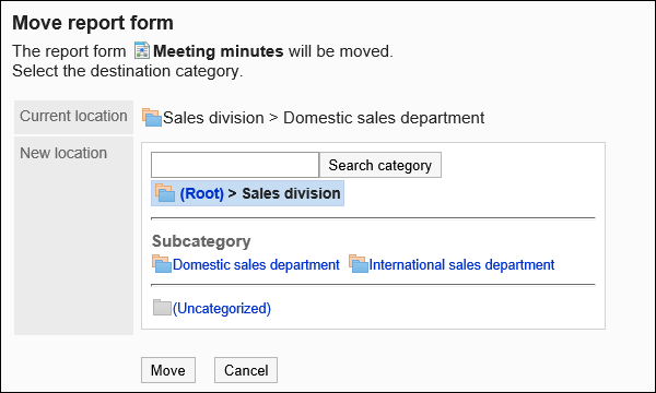 Moving report forms screen
