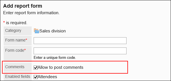Adding report forms screen
