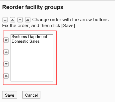 Reorder facility groups screen