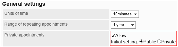 Image of setting to add private appointments