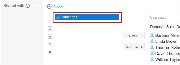 Image of an appointment in which a role is specified as "Shared with"