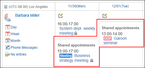 Screen capture: Shared appointment is displayed in the Scheduler screen