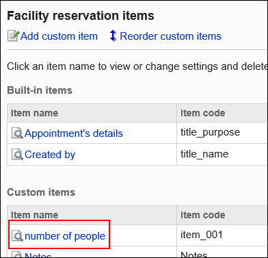 Image with the custom item name to delete