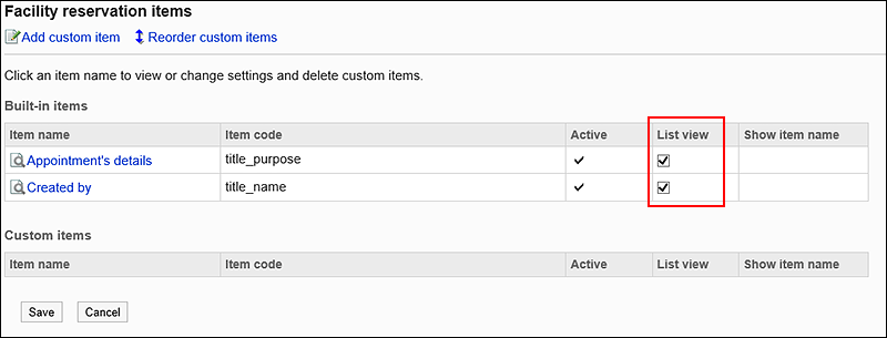 Image of the list view checkbox selected