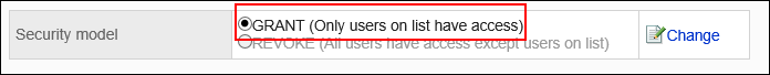Images of GRANT (Only users on list have access) selected