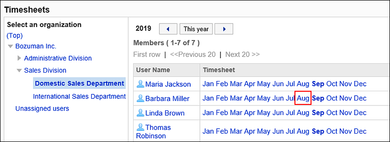 Image of organizations and months of the month