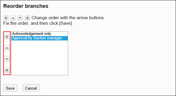 Screen for reordering branching conditions on request route step