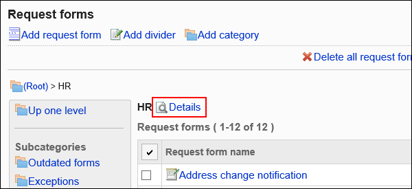 Image of the details action link surrounded by the red rectangle box