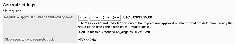 Image when the annual changeover date and time has been set