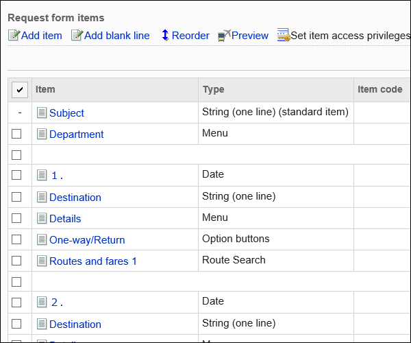 Image with an item set