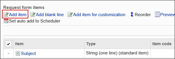 Image of an add items action link