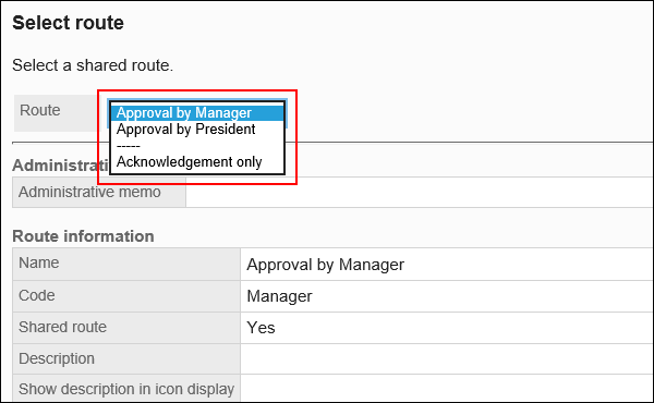 Image with a shared route selected