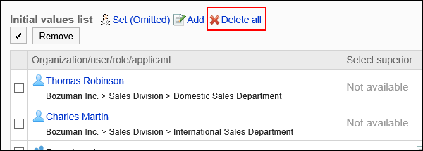Image of the Delete all action link