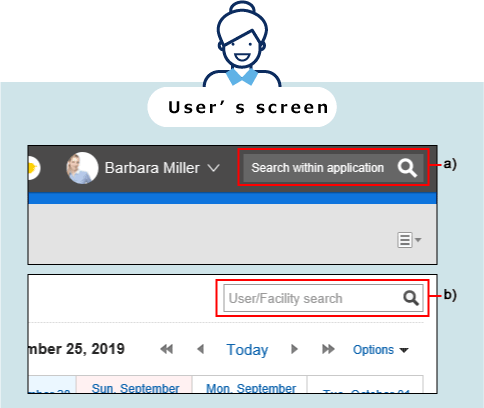 Images describing the position of the search box