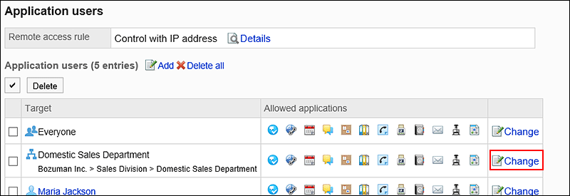 Image of the change link surrounded by the red rectangle box