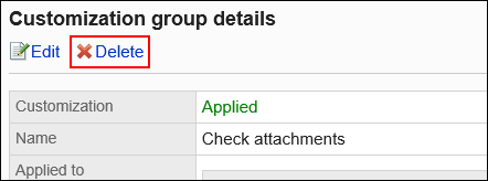 Image of a delete action link