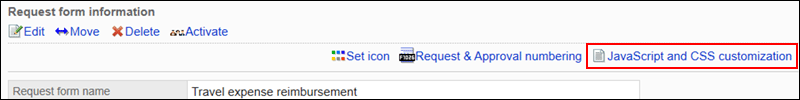 Image of a JavaScript and CSS customization action link