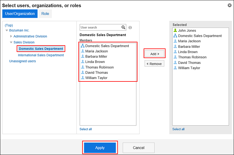 Screen capture: Select targets to apply a plug-in.