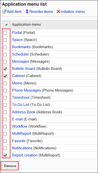 Image of selecting a menu to delete