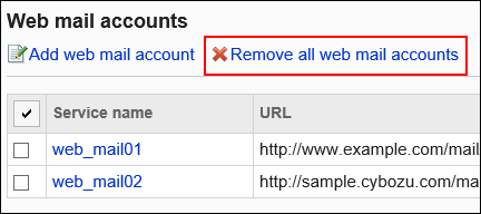 Image of the item to delete all web mails