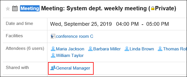 Image of "Shared with" users where the "Manager" role is specified