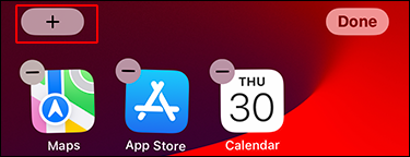 Screenshot: Button to add a widget on the home screen is highlighted