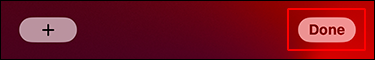 Screenshot: The Done button on the home screen is highlighted